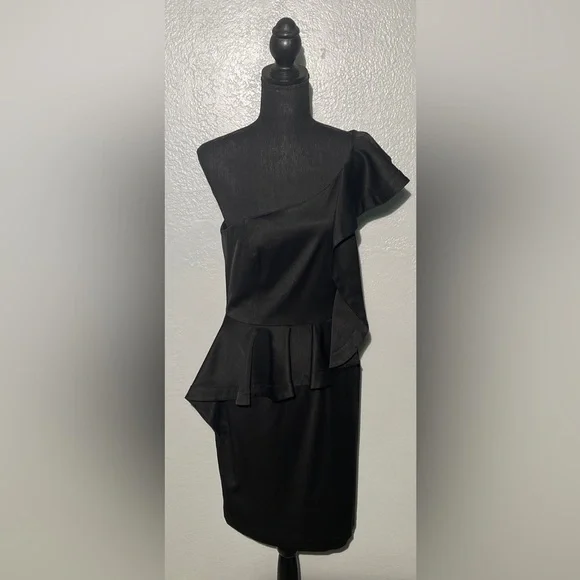 white house black market one shoulder black dress One-Shoulder Lace Midi Dress
